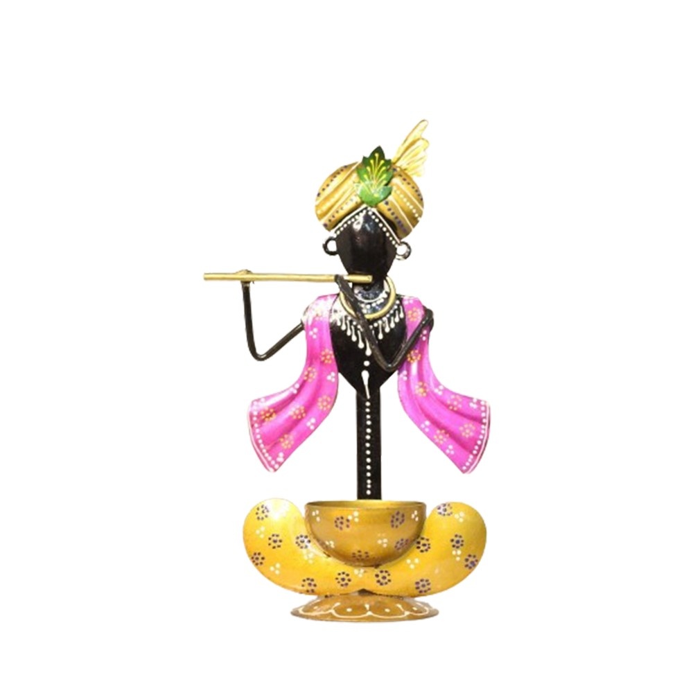 Small Krishna T light Earring – Black and Pink Decorative Candle Holder